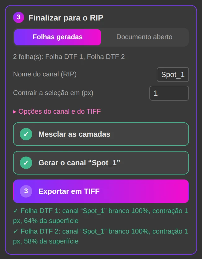 Finalizar para o RIP: as três etapas, marcadas depois de concluídas.